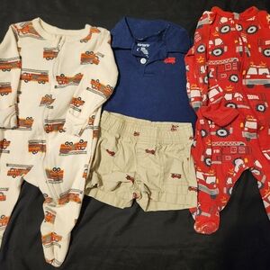 Carters outfit SizeNB,Old Navy/ Wonder Nation Firetruck Footed Sleep & Play 0-3M